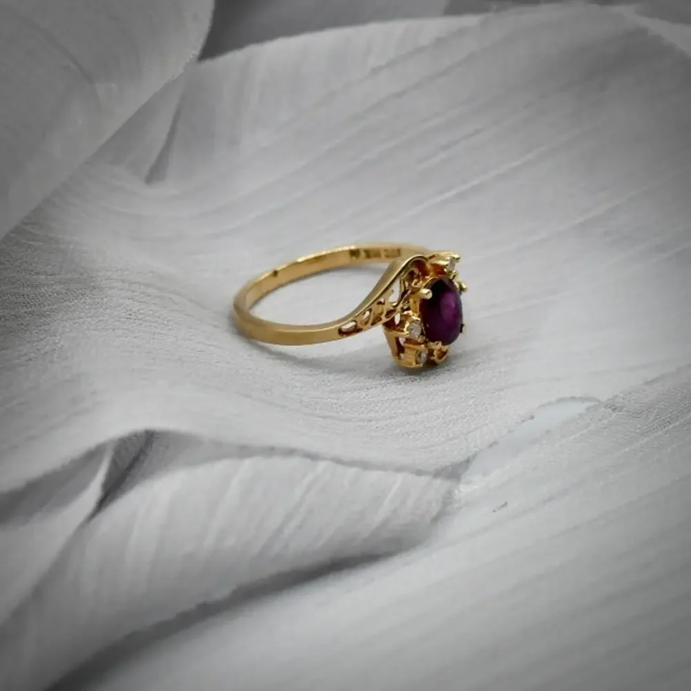 Vintage IGC 14K Yellow Gold Natural Pink Spinel White Sapphire Ring 6.25 2.14G